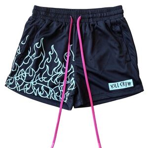 Kill Crew Muay Thai flame shorts women’s small black blue